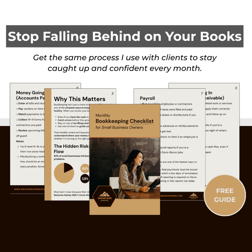 Monthly bookkeeping checklist for small business owners showing simple steps to stay organized, manage cash flow, and keep books accurate throughout the year.